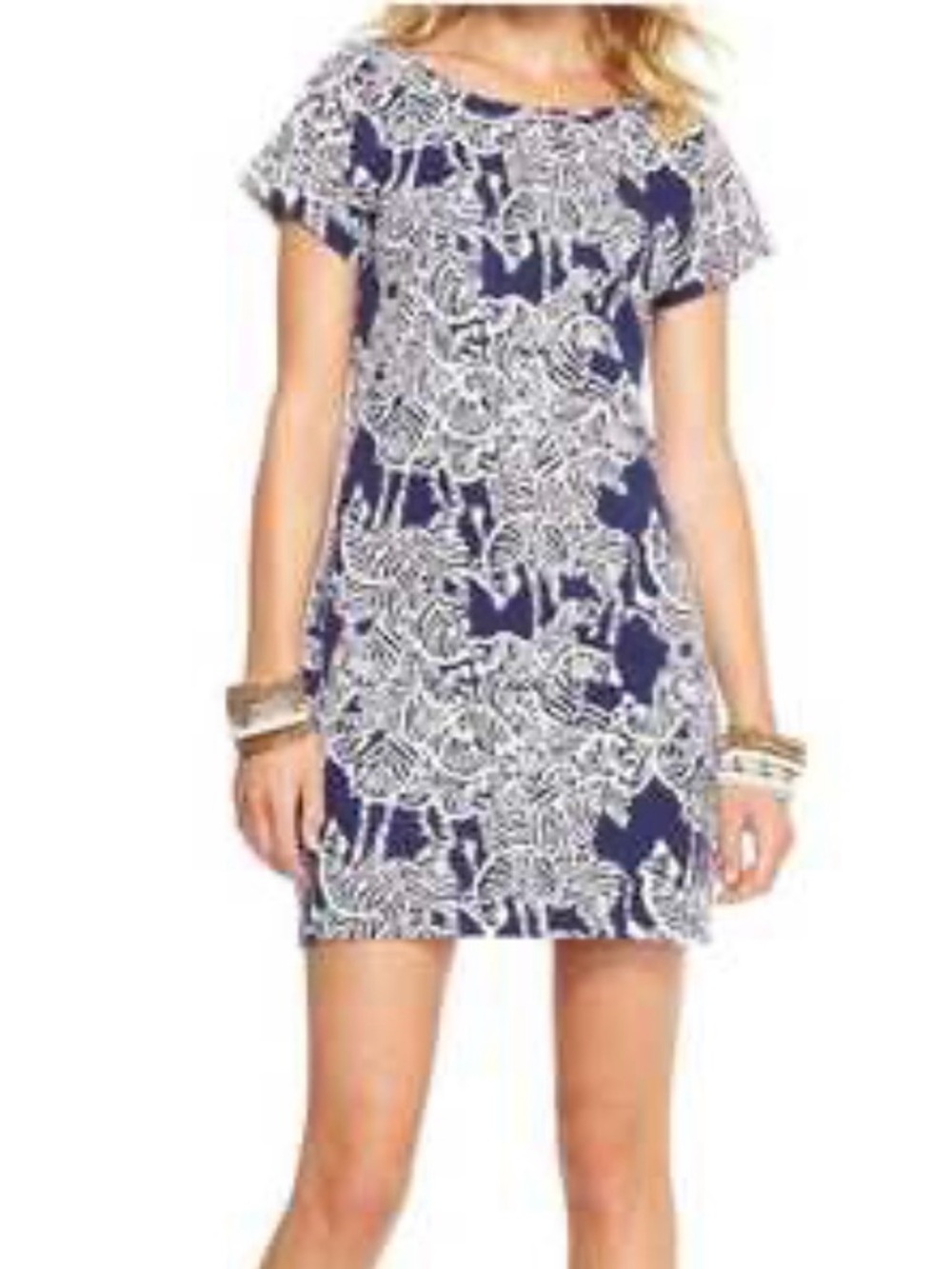 Lilly Pulitzer Navy and White Zebra Print Mini T-Shirt Dress XS